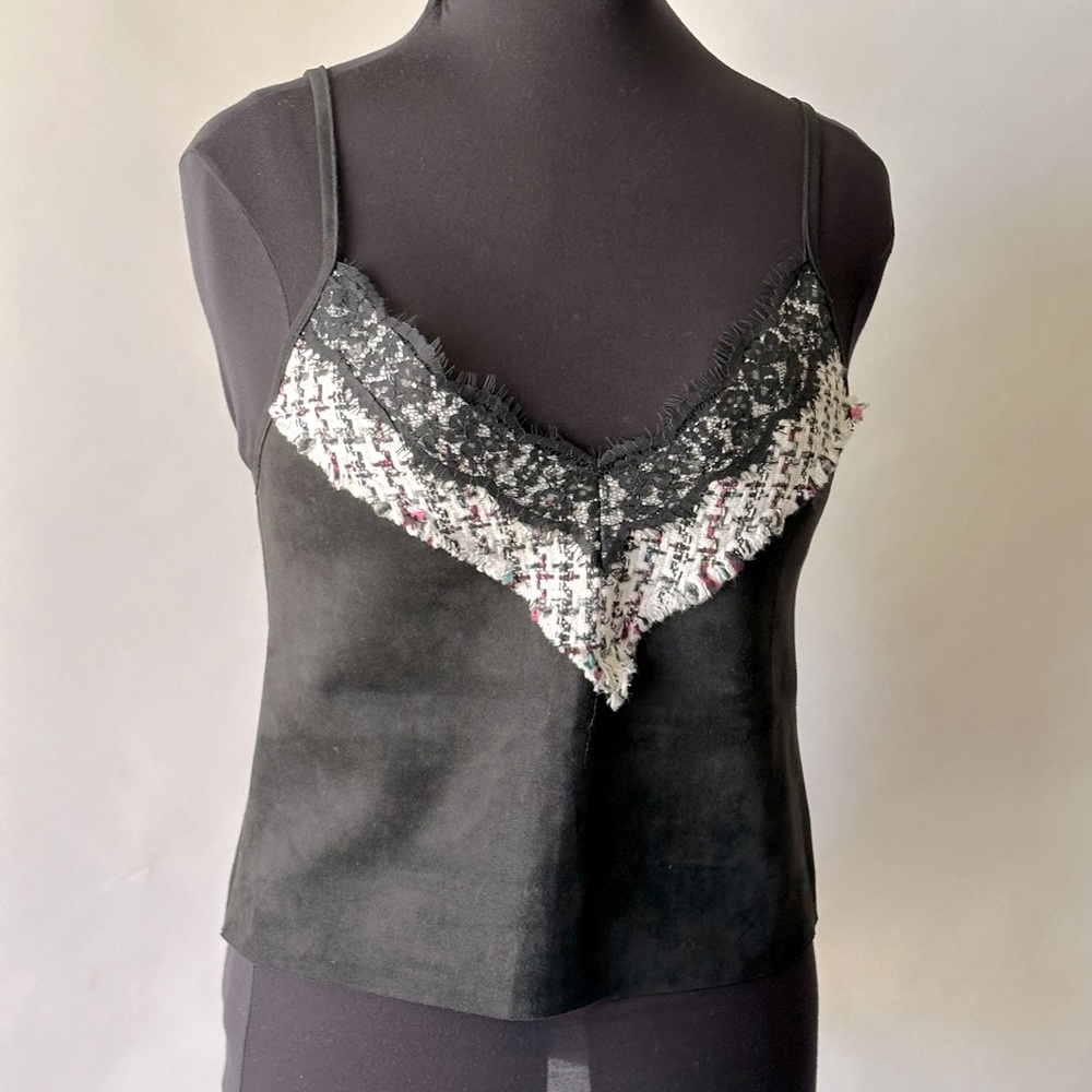 NWOT suede and textured crop tank